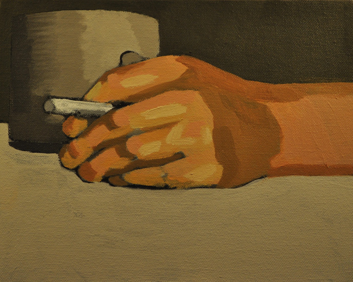 Hand with cup and cigerette